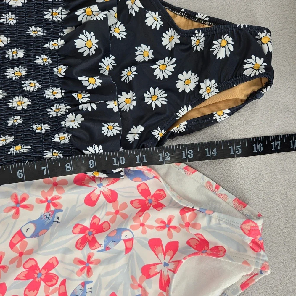 Old Navy Carters Toddler 2T Swimsuit Lot Daisy Tropical Floral Ruffle One Piece